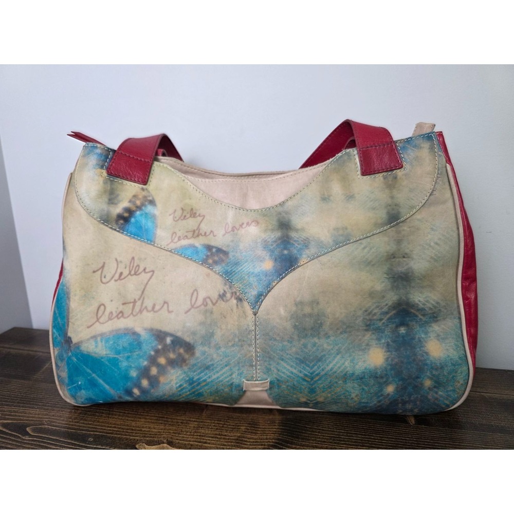Velez Multicolor Leather Bag Shoulderbag Purse‎ Red Blue Cream Beige Large